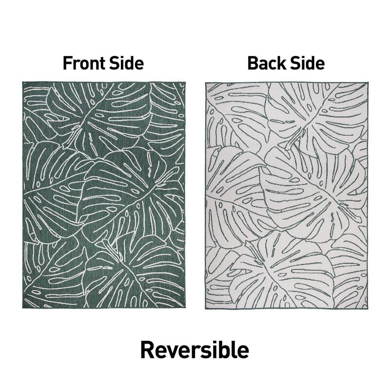 World Rug Gallery Contemporary Tropical Leaves Indoor/Outdoor Area Rug