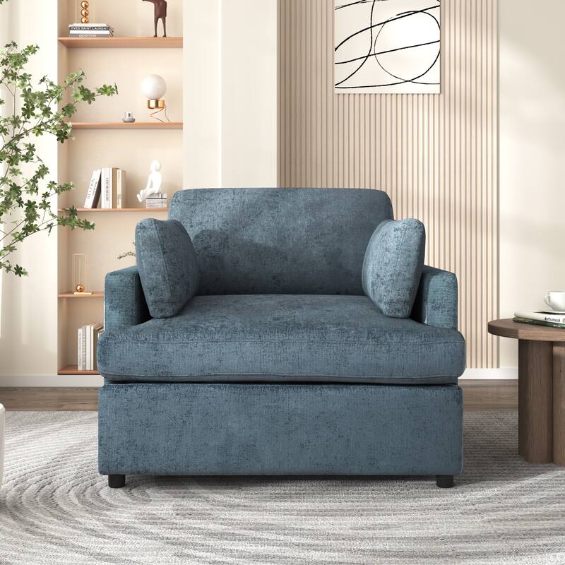Naro Modern Fabric Accent Chair with Removable Cushion by Christopher Knight Home - Blue