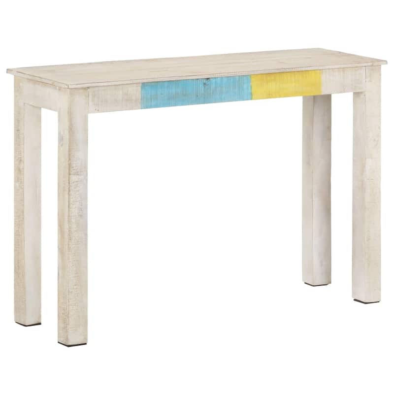 vidaXL Console Table White 45.3"x13.8"x30.3" Rough Mango Wood