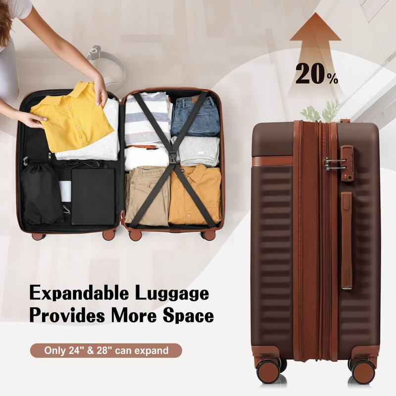 Luggage Set of Three, ABS Hard Shell Luggage with Spinner Wheels