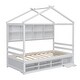 preview thumbnail 32 of 33, Wooden House-shaped Twin House Bed with Bedside Built-in Storage Shelves,Under Bed Storage for Home