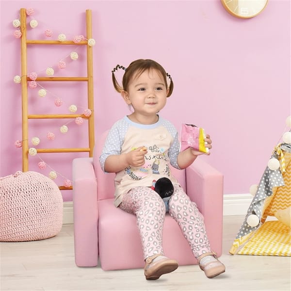 slide 2 of 16, 2-in-1 design Multifunctional chair and table set for kids - 19"L x11.75"W x 15"H Pink