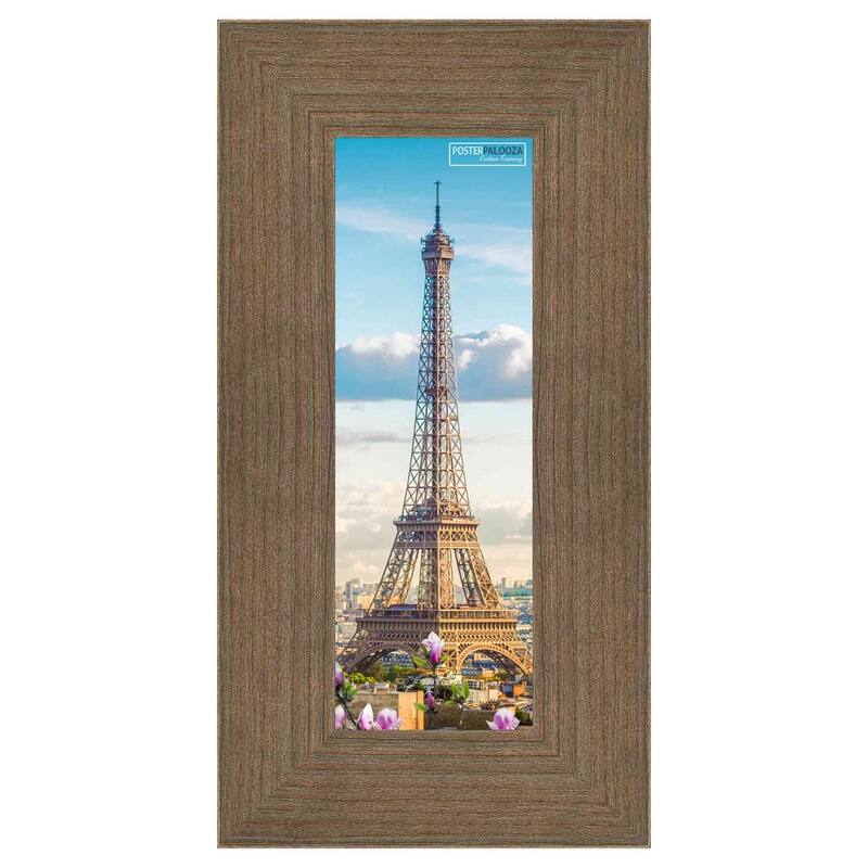 40x14 Distressed/Aged Walnut Complete Wood Panoramic Frame with UV Acrylic, Foam Board Backing, & Hardware