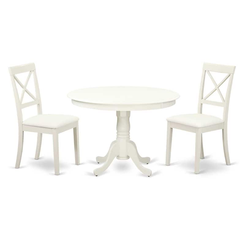 HomeStock 3-Pc Linen White Finish Solid Wood Top-Dining Room Set-Seats 4