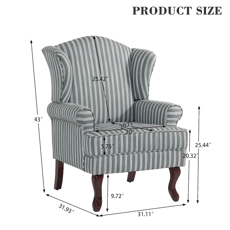 31" W Modern Upholstered Linen Wing Back Accent Chair with Rolled Arm