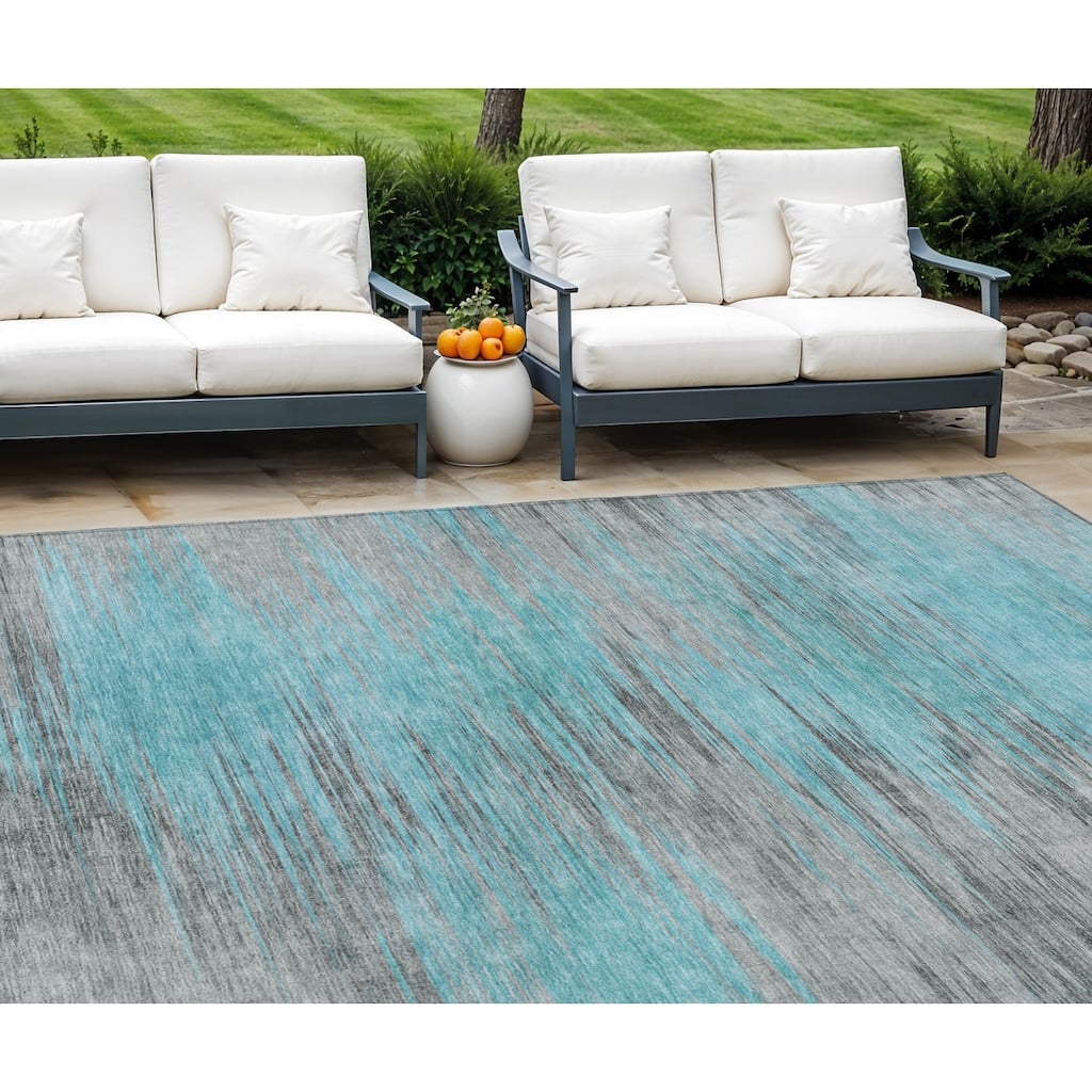 HomeRoots Abstract Transitional Rectangle Outdoor Rug