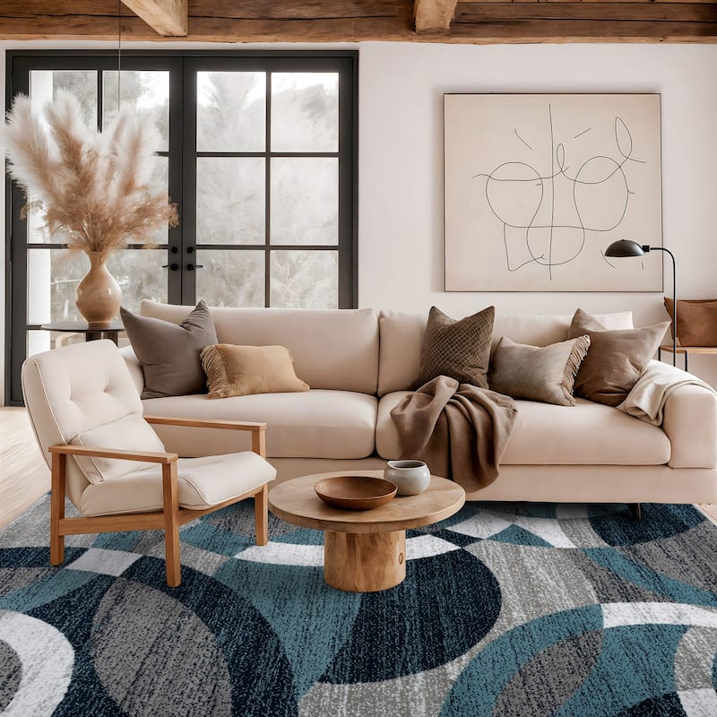 World Rug Gallery Geometric Circles Area Rug