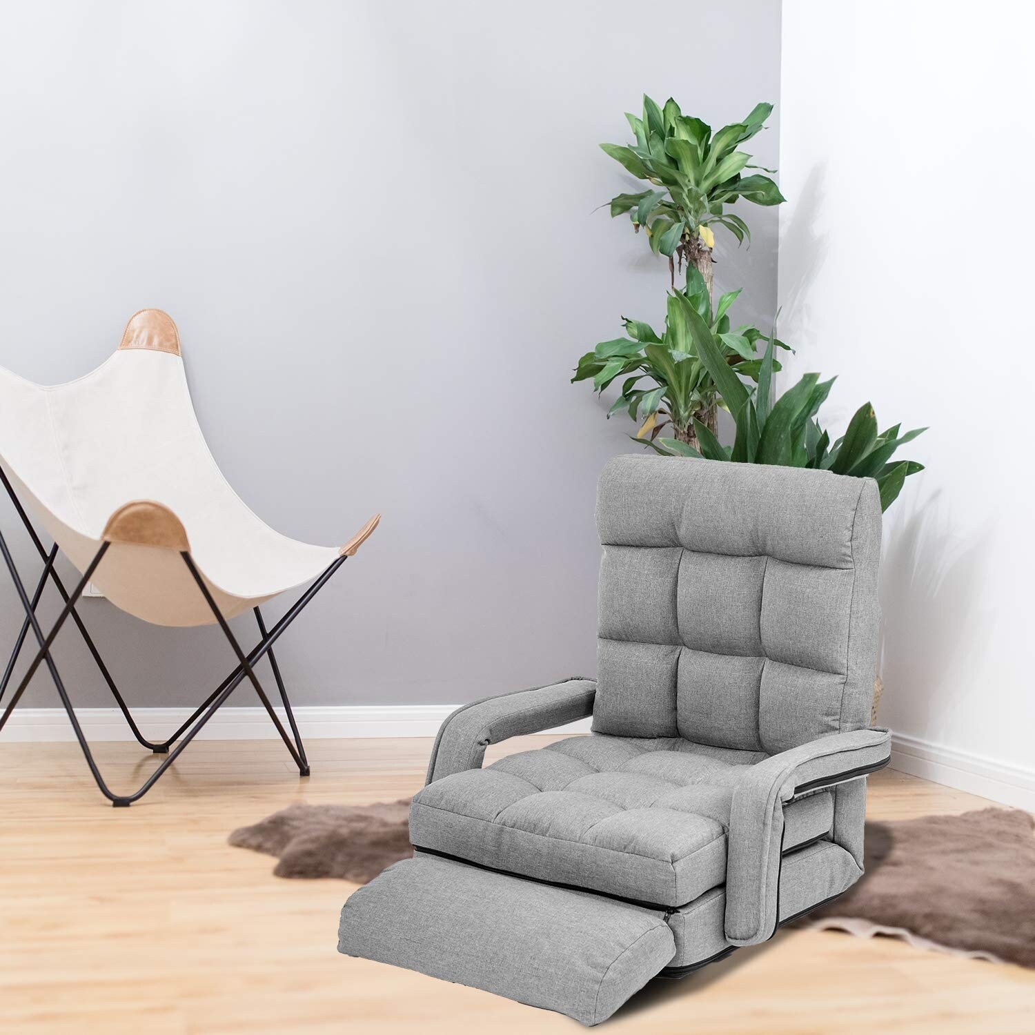 WAYTRIM Indoor Chaise Lounge Sofa, Folding Lazy Sofa Floor Chair