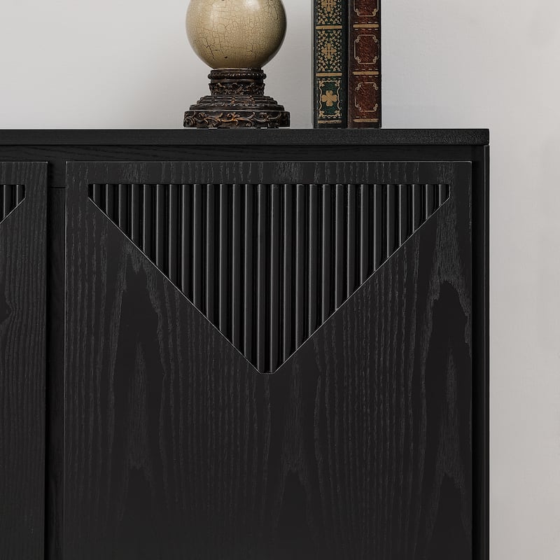 Mid-Century Small Storage Cabinet, Narrow Buffet Sideboard with Doors & Shelves Wood Credenza for Entryway, Hallway, Kitchen