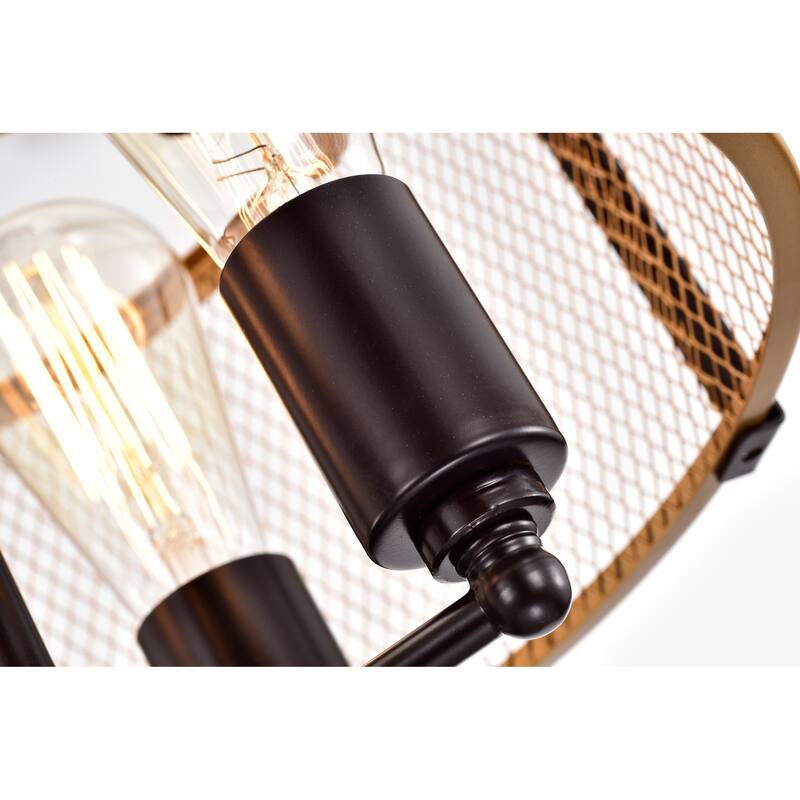 Leland Matte Gold 4-Light Metal Mesh Drum Shade Semi Flush Mount