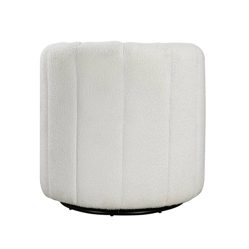 Arden 31" Boucle Swivel Chair with Ottoman - Solid Wood Legs