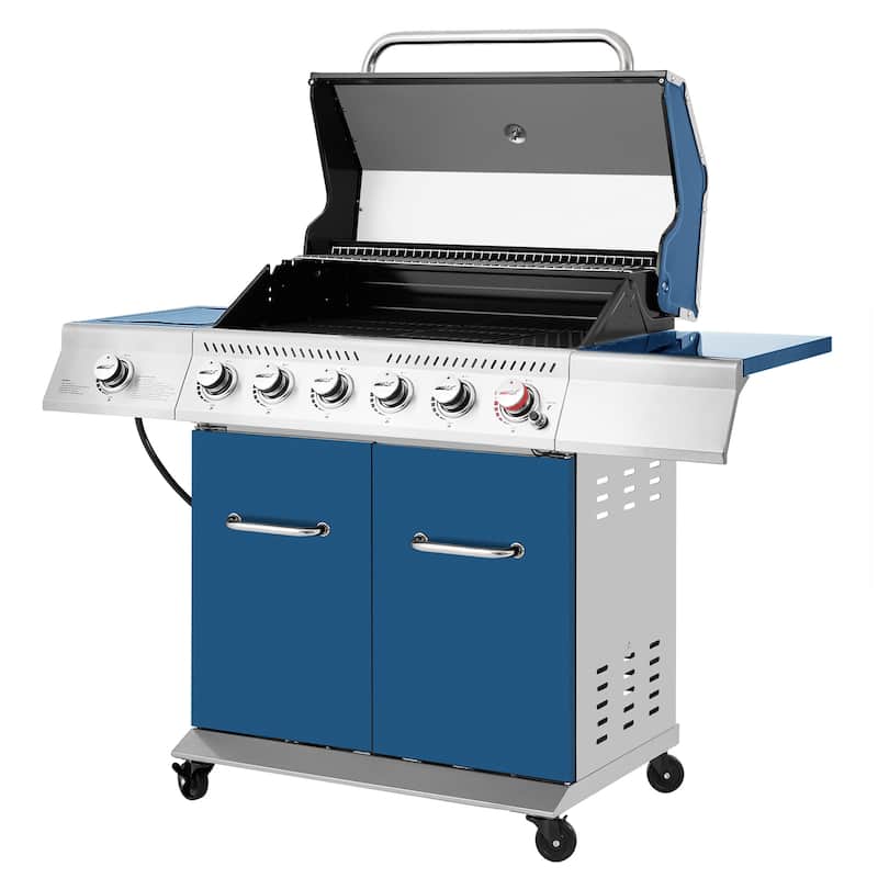 Royal Gourmet 6-Burner Gas Grill with Sear Burner and Side Burner - Blue