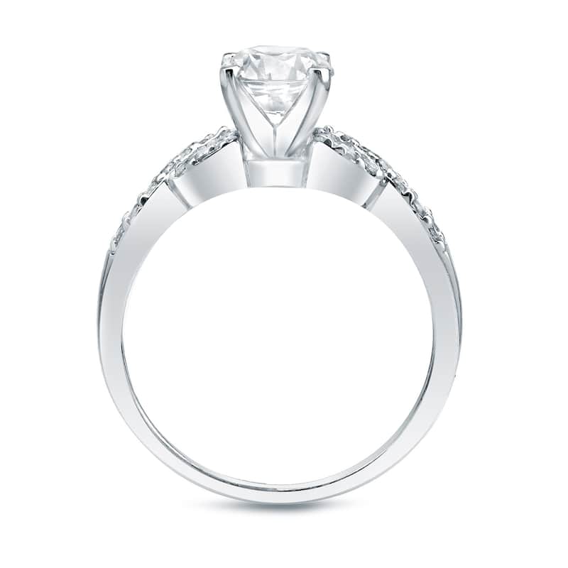 Auriya 14k Gold 1ctw Braided Round Diamond Engagement Ring Set