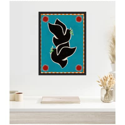 Kate and Laurel Sylvie Lush Duo 4 Birds Framed Canvas by Shatha Al Dafai