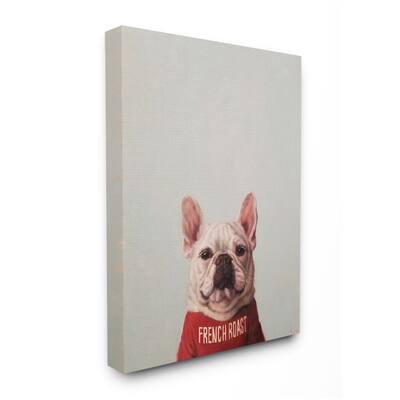 Stupell French Bulldog in French Roast T-Shirt Dog Pun Canvas Wall Art - Multi-Color