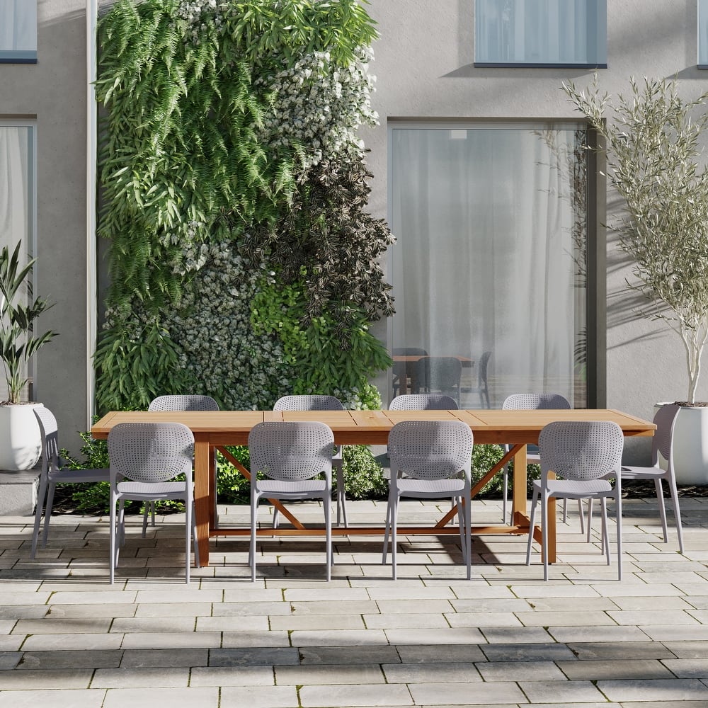 Amazonia Sunset Resin/ Eucalyptus 11-piece Outdoor Extendable Dining Set