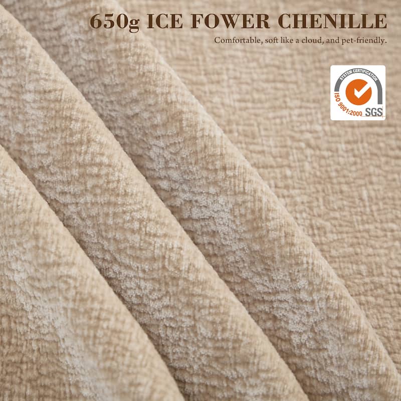 Rossetta L-Shaped Modular Chenille Cushioned Extreme Comfort Sofa with Detachable Backrest and Armrests, 1 Removable Ottoman