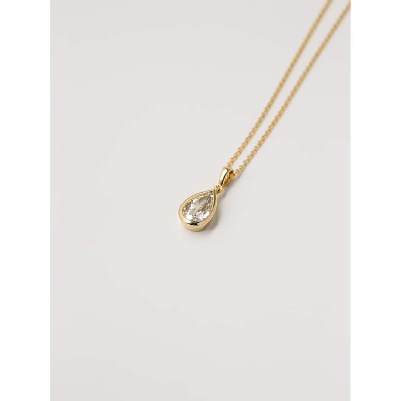 Kobelli 1.01 Carat Natural Diamond GIA Certified 18k Solid Yellow Gold Pear Bezel Solitaire Pendant & Chain Necklace (E/VVS2)