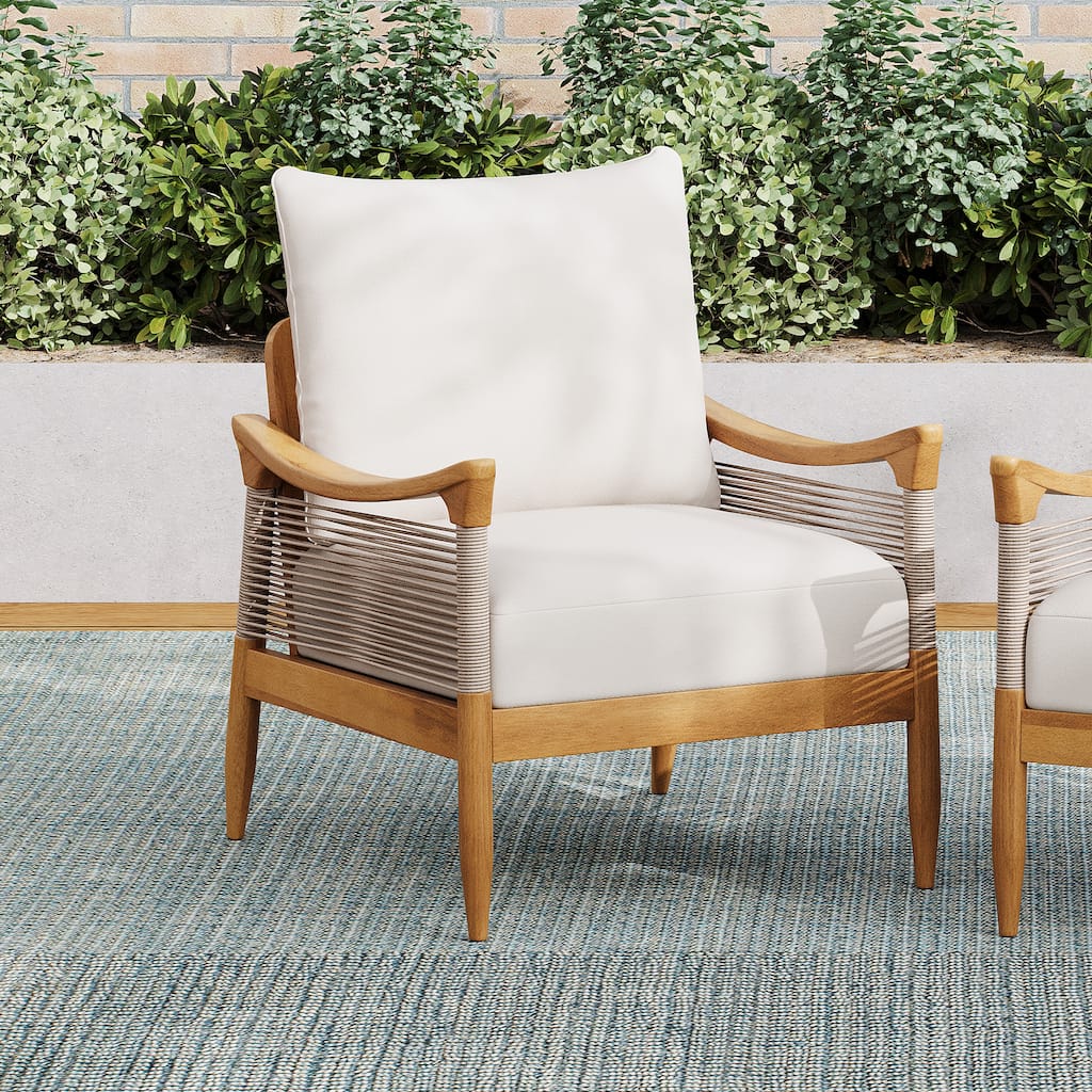 Christopher Knight Home - Riviera Acacia Wood Patio Club Chair with Woven Rope Accents
