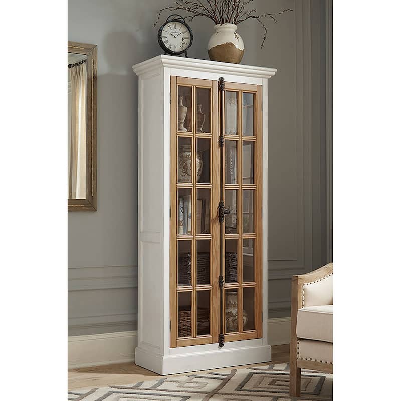 Tammi 2-door Wood Tall Cabinet Distressed White and Brown