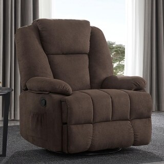 Brown Overstuffed Swivel Rocker Recliner Chair with Adjustable Backrest ...
