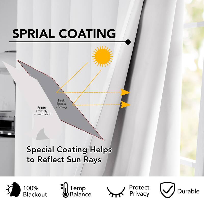 White Curtains Rod Pocket Blackout Drapes 2 Panel