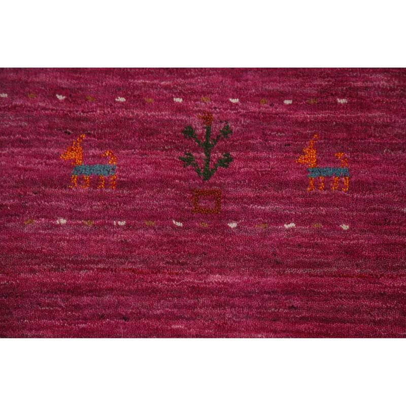 Violet Tribal Gabbeh Indian Runner Rug Handmade Wool Carpet - 2'4" x 9'8"