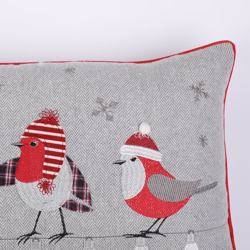 Christmas Cardinals Lumbar Throw Pillow