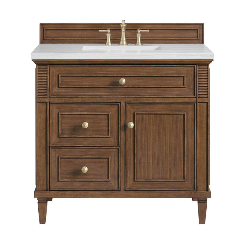 James Martin Vanities 424-V36-3AF Lorelai 36" Single Basin Wood Vanity - Mid-Century Walnut - Walnut Finish