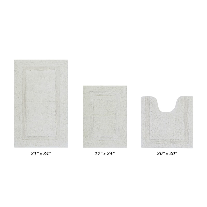 Better Trends Bath Rugs 100% Cotton Reversible Highly Water Absorbent Bathroom Rug for Shower, Sink, Bath Mats - Lux Collection