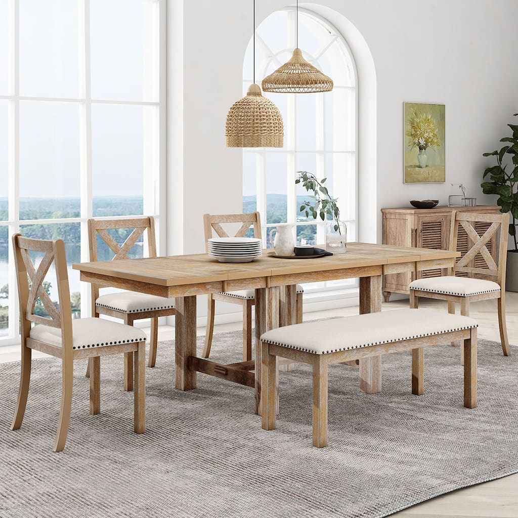 6PCS Extendable Dining Table With Bench