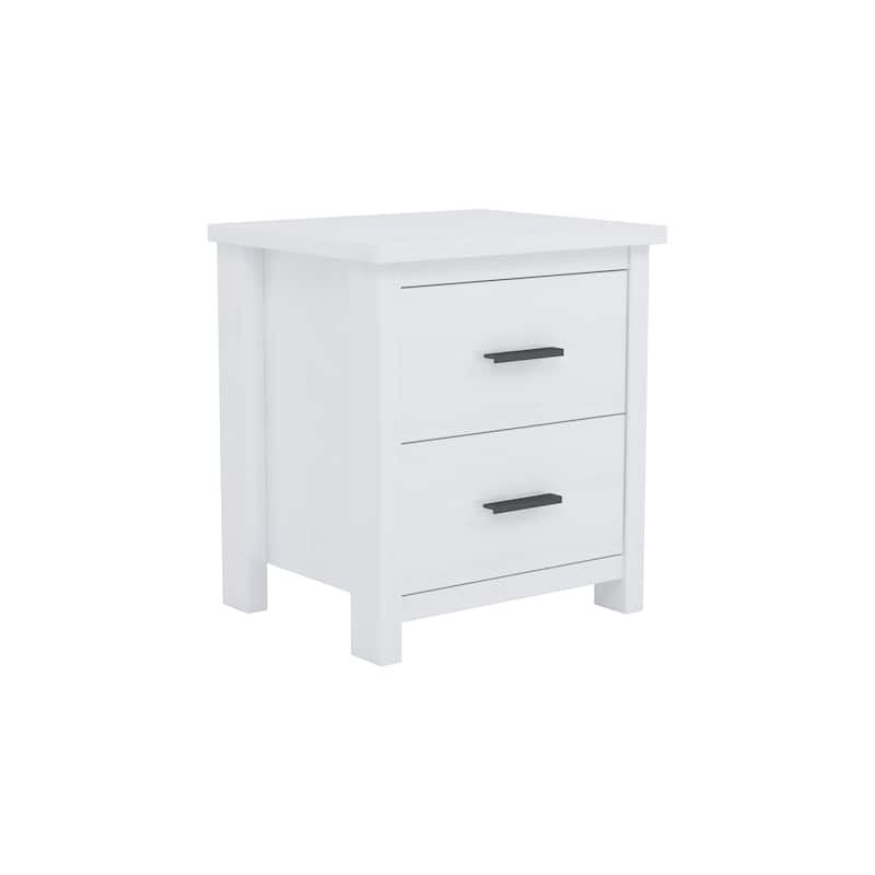 Dark Walnut Vintage Nightstand with Two Spacious Drawers, Simple & Modern Design