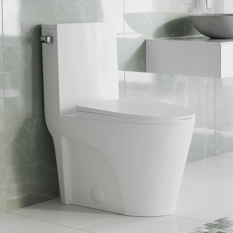 St. Tropez One-Piece 10" Rough-In 1.28 Gpf Left-Hand Vortex Flush Elongated Toilet In Matte White