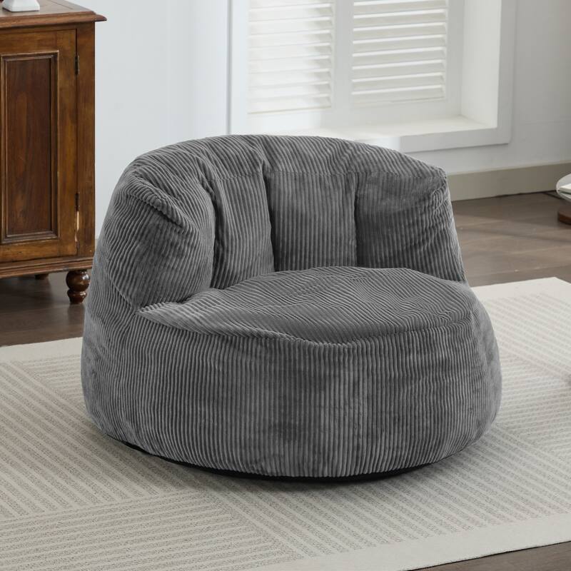 Corduroy Bean Bag Chair with Wide Backrest