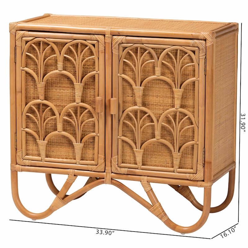 Baylor Bohemian Light Honey Rattan Storage Cabinet