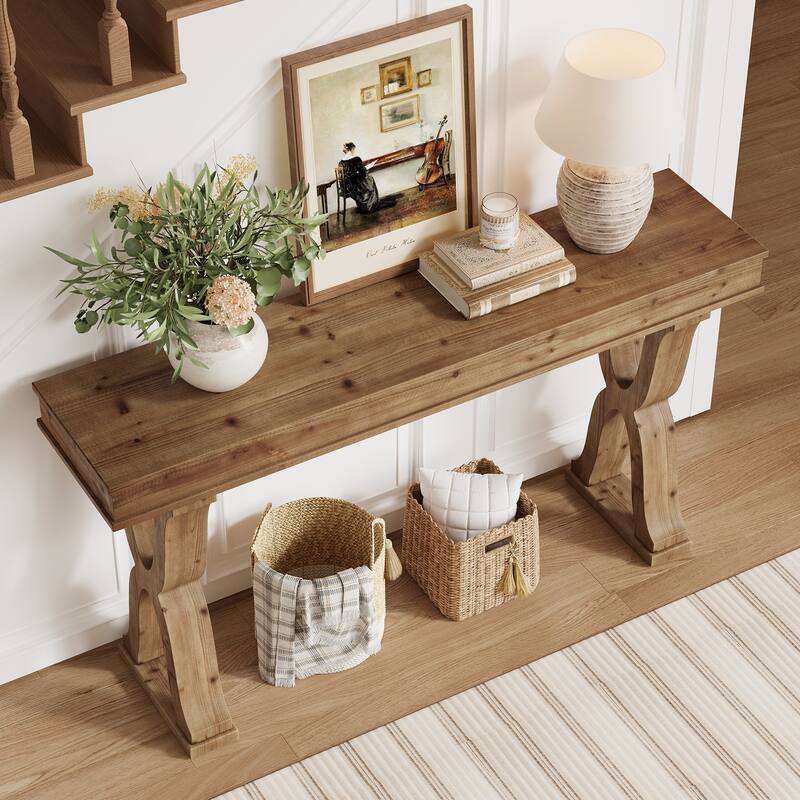 Solid Wood Console Table, Entryway Table, Long Sofa Side Hallway Foyer Table for Living Room