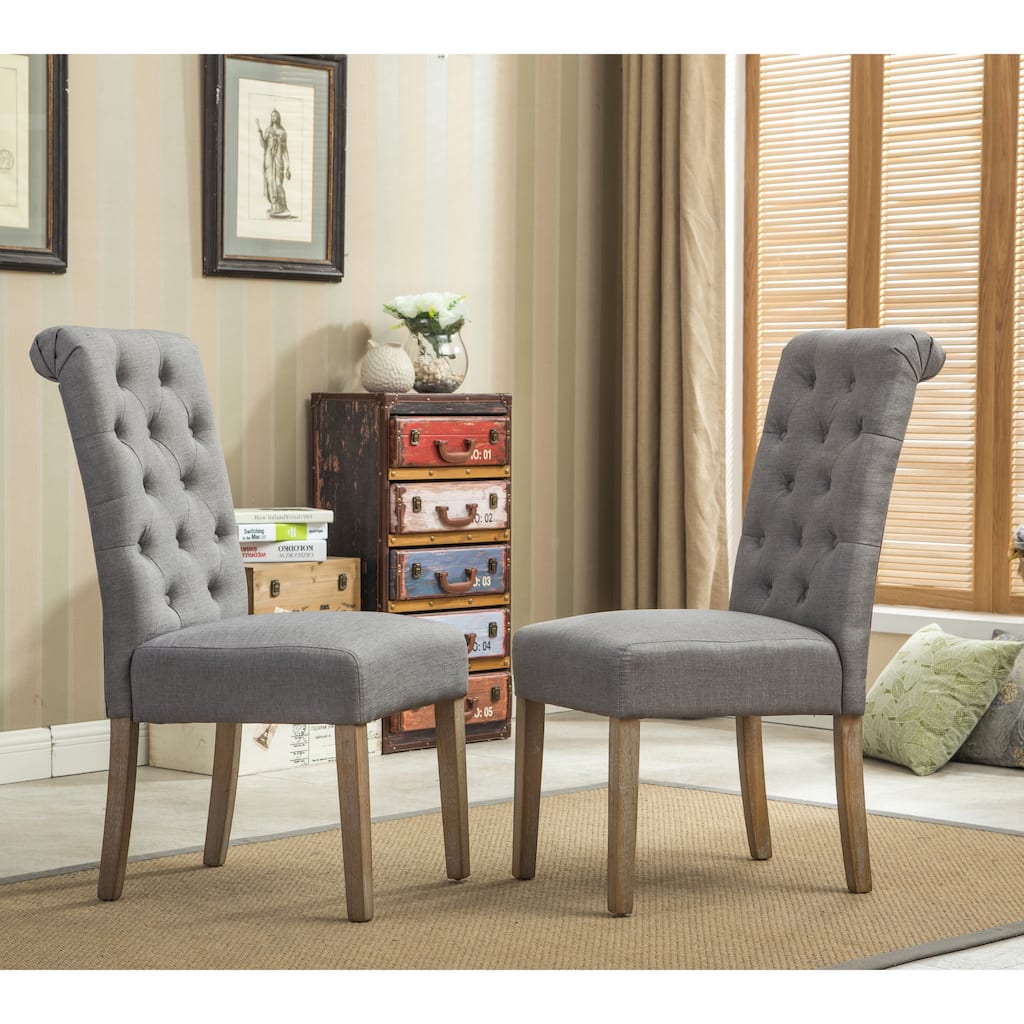 Solid Wood Tufted Parsons Dining Chair for Dining Room, Set of 2