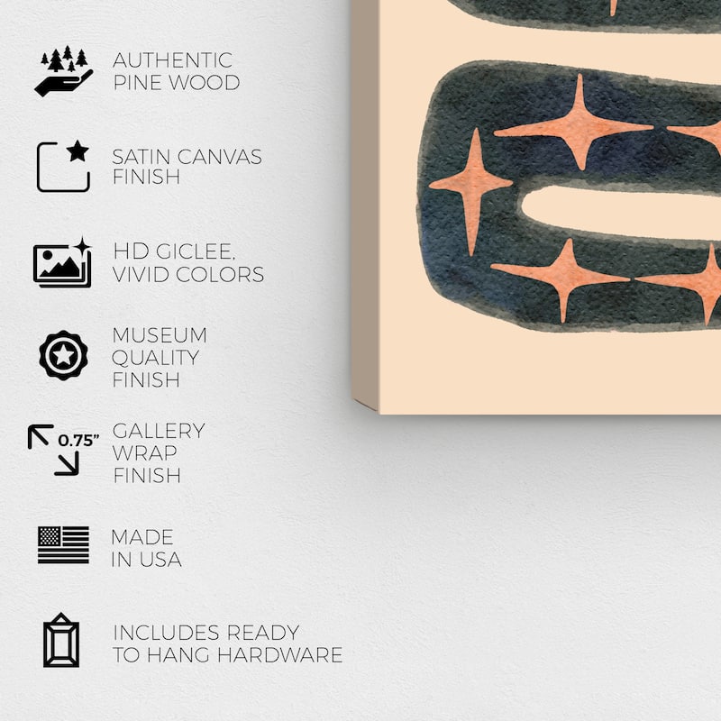 Wynwood Studio Canvas Animals Serpentine Stars Orange and Pastel Orange Bohemian & Eclectic Wall Art Canvas Print