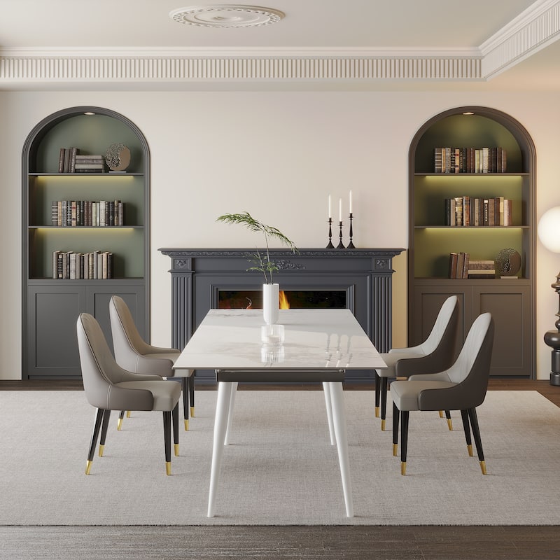 9 - Piece Extendable Sintered Stone Dining Table Dining Set for 8 Person
