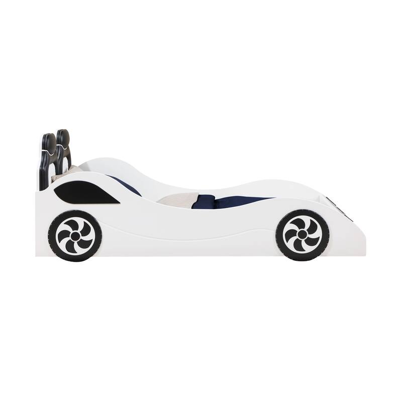 Twin Car Bed with LED - White