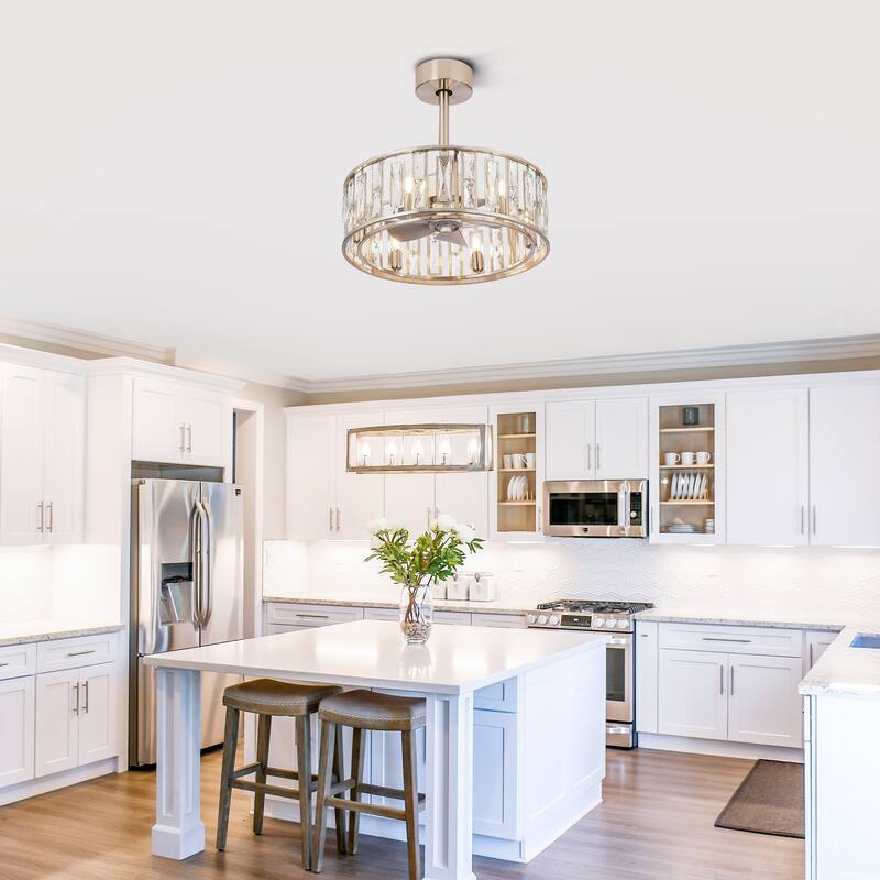 20-In Chandelier Caged Ceiling Fan with Light and Remote(5-blade)