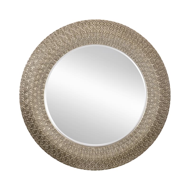 Large Sculpted Frame Round Wall Mirror - 39.25" - Silver