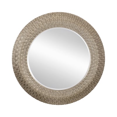 Large Sculpted Frame Round Wall Mirror - 39.25" - Silver