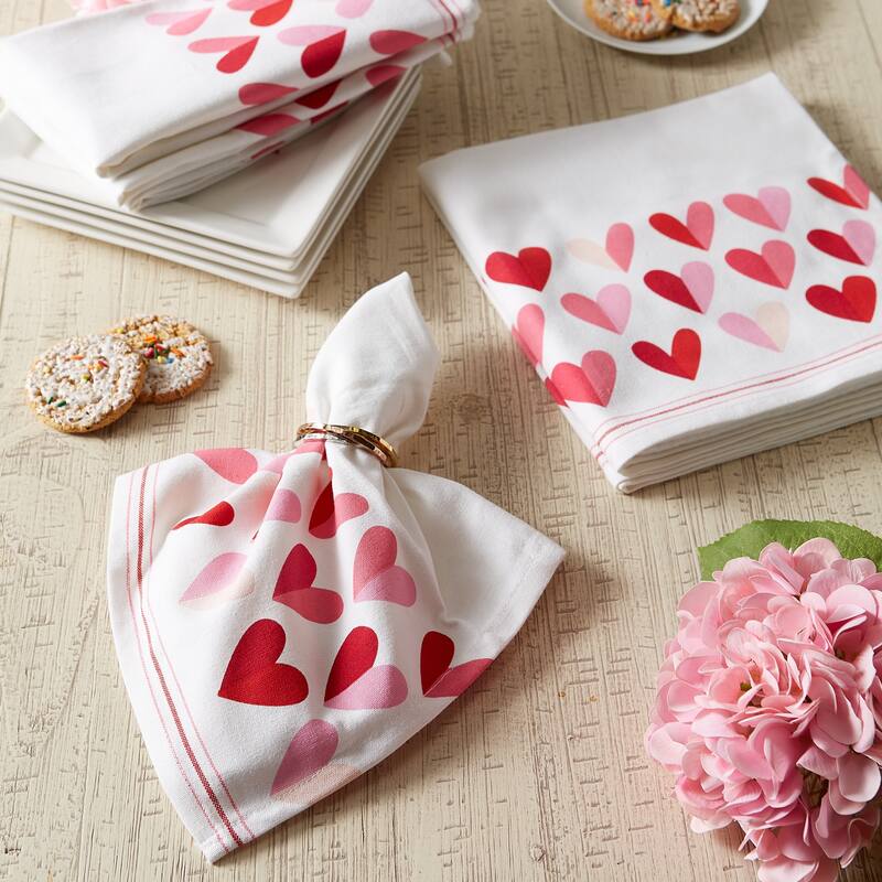DII Two Hearts Print Napkin (Set of 6) - Napkin Set
