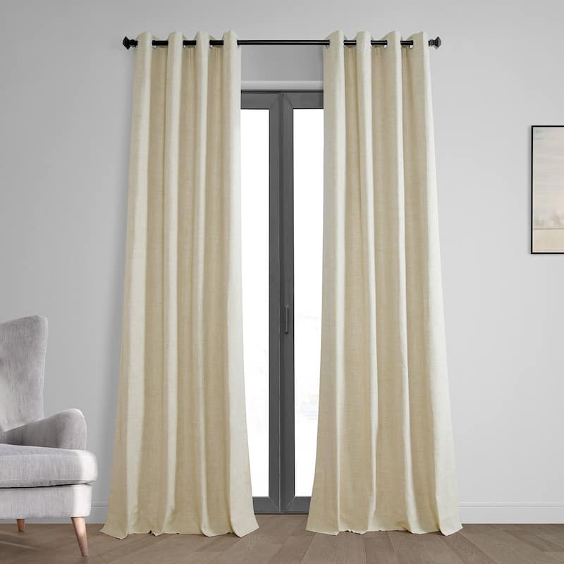 Exclusive Fabrics Vintage Thermal Cross Linen Weave Max Blackout Grommet Curtain (1 Panel) - 50 X 120 - Natural Light Beige