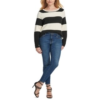 DKNY Women's Striped Sweater Gray Size Small