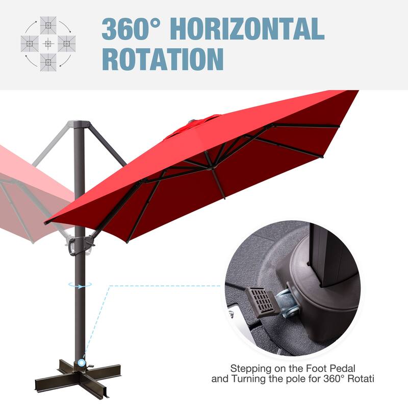 VredHom 10X13 FT Patio Outdoor Cantilever-Offset Umbrella with Base Stand