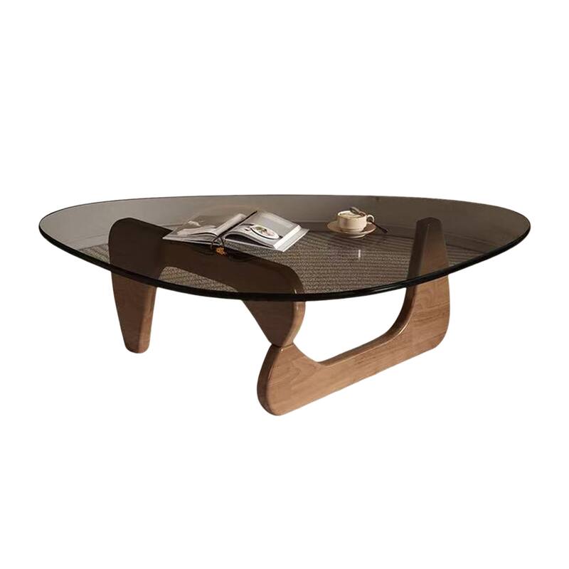 Modern Minimalist Creative Round Side Table - Dual Indoor/Outdoor Use Glass Top with Walnut Legs