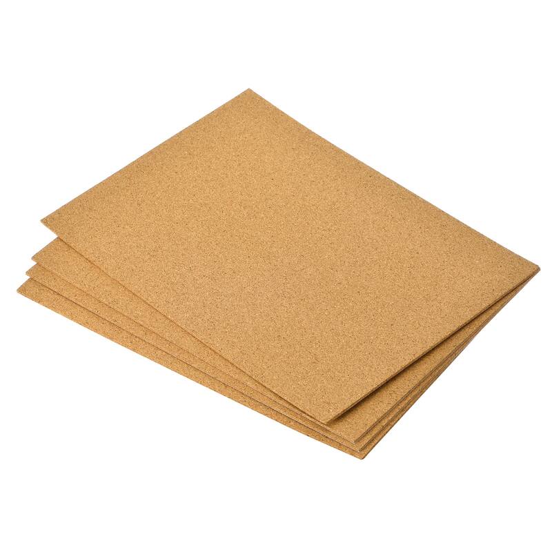 4pcs Self-Adhesive A4 Size Cork Sheets, 2mm Thick 8.3" x 11.8" Backing Sheets - Brown