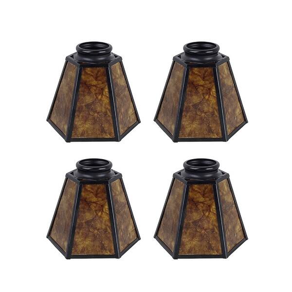 Shop Aspen Creative Amber Black Hexagon Replacement Mica Glass Shade 2 1 4 Fitter Size 4 3 4 High X 6 Diameter Set Of 4 Overstock 31300486